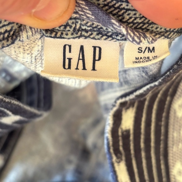 GAP SM Women's Blue Patterned Cotton Open Front Sweater - Picture 9 of 13